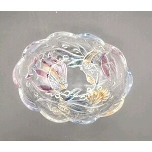 Mikasa Savoir Vivre Largo Tropical Fish Oval‎ Bowl Frosted Multicolor Scalloped